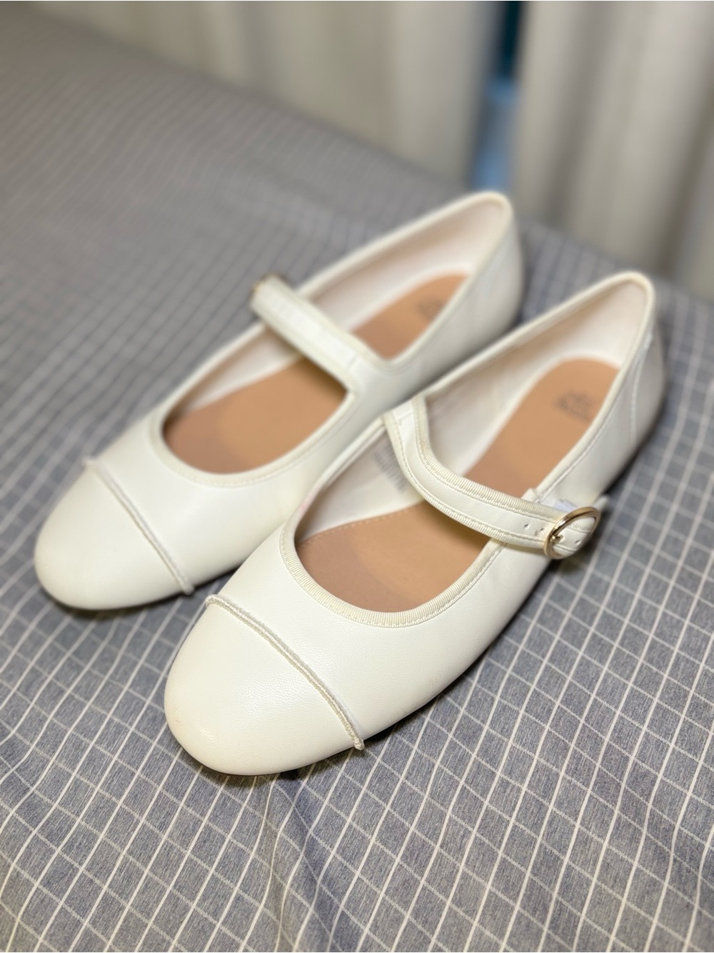 Target White Mary Jane Flats with Gold Accent
